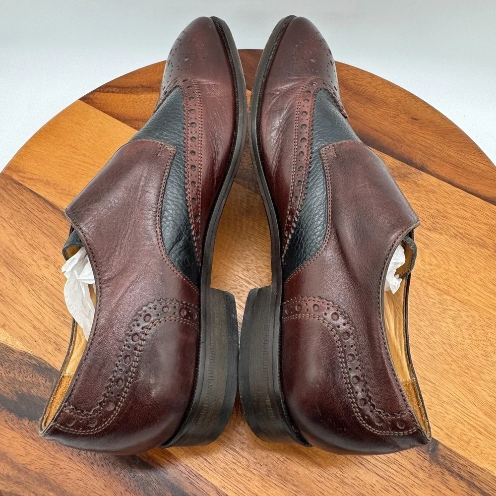Paul‎ Fredrick Mens Sz 8 M Brown Two Tone Single Buckle Monk Strap Dress Shoes